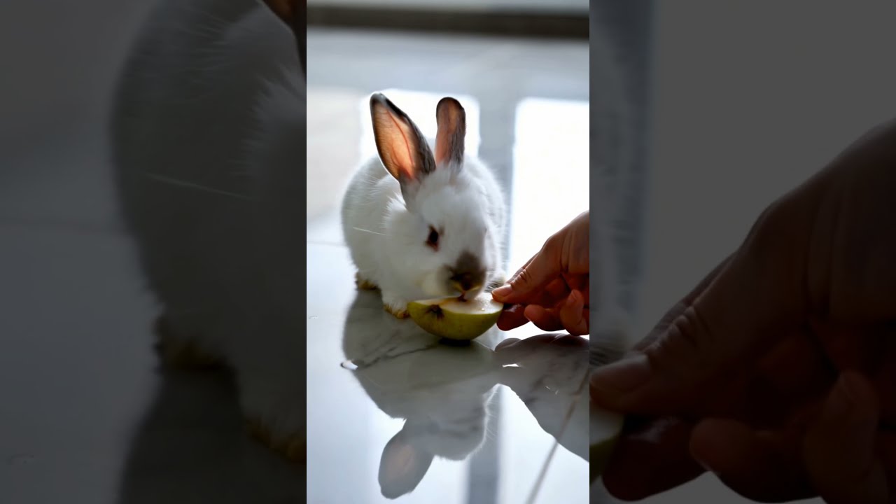  Fluffy Bunny Enjoys A Juicy Pear Slice So Sweet Shorts Cat Cutepets Catanddog