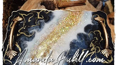 Gorgeous Black and Gold Geode Serving Tray DIY