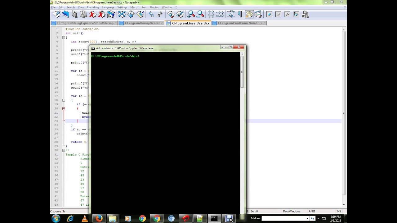 C PROGRAM TO FIND AN ELEMENT IN AN ARRAY USING LINEAR SEARCH - YouTube
