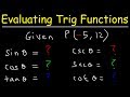 Evaluating Trigonometric Functions Given a Point on the Terminal Side - Trigonometry