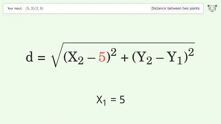 Find the distance between two points p1 (5,3) and p2 (2,9): Step-by-Step Video Solution