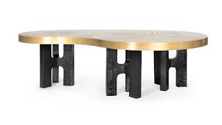 Jacob Coffee Table, Antique Brass
