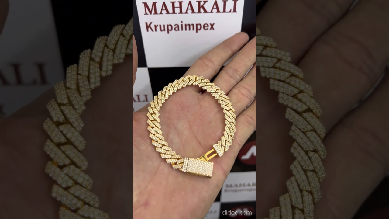 10MM VVS Moissanite Cuban link Bracelet | Hip Hop Miami Cuban Bracelet Yellow Gold wedding bracelet