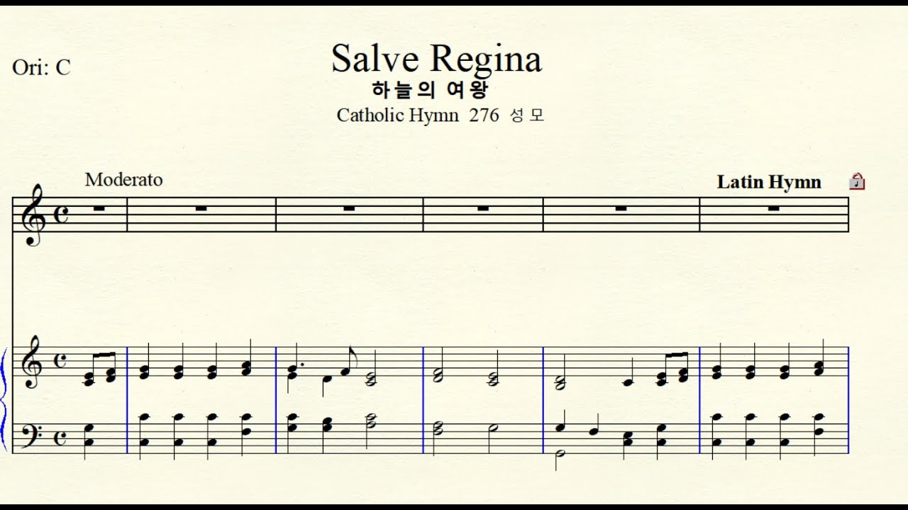 Salve Regina In Latino Texte MR 2-100 Salve Regina하늘의 여왕 (Catholic Hymn 276 성모) Latin Original C