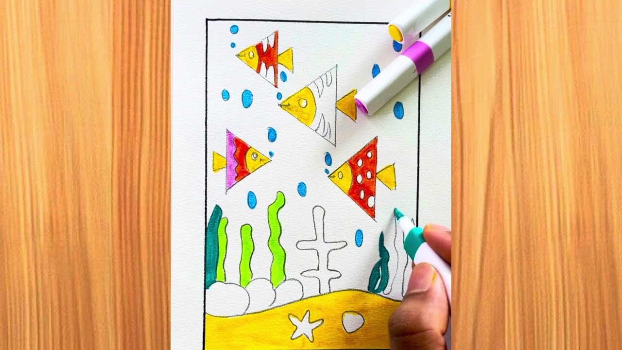 How to get a fish 🐠 pull | kids fish drawing #drawing #kids #shorts #ytshorts 
