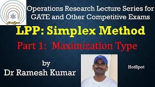Operations Research: Linear Programming Problem Part 04 for GATE (Simplex Method Part 01)