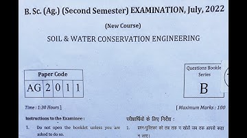 Soil And Water Conservation Engineering | Solved Full Paper | B.Sc. (Ag.) 2nd Semester | Net Study