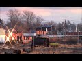 VIA Rail Ocean Train 14 Meats Extra Stack Train CN 123 w/Friendly Crew at Amherst, NS - Golden Hour!