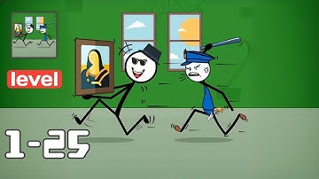 Stickman Thief Puzzle Games - Gameplay Walkthrough Levels 1-25 - Funny Stickman Brain Puzzle Game