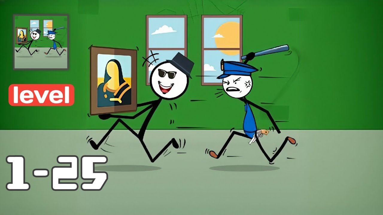 Stickman Thief Puzzle Games - Gameplay Walkthrough Levels 1-25 - Funny Stickman Brain Puzzle Game