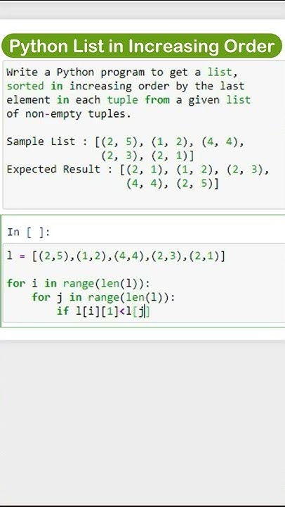 List Sorted Increasing Order | List In Python | Python Exersice | Tuple ...
