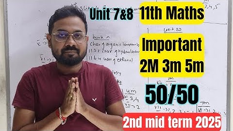 11th Maths | Important 2m 3m 5m| unit 7 & 8-2nd mid term 2025