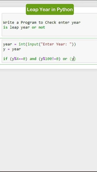 Leap Year in Python | if else statement in python | Conditional ...