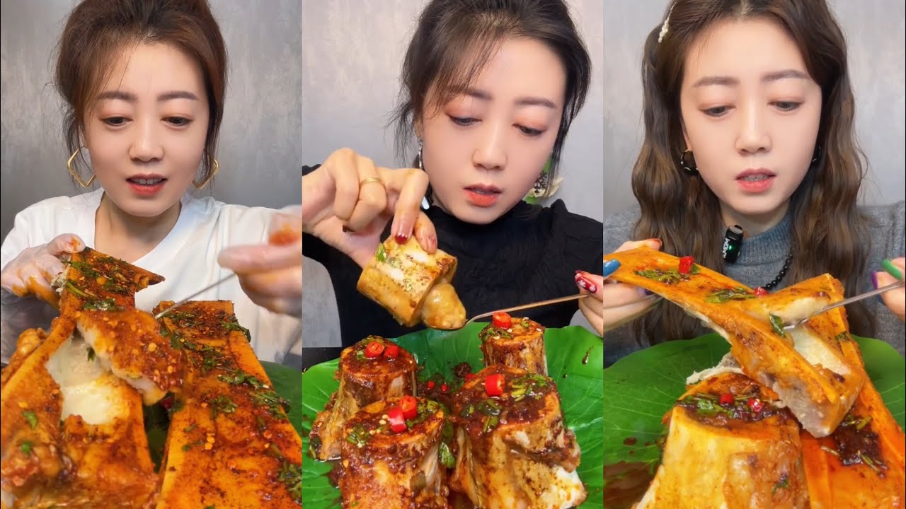 asmr mukbang spicy bone marrow - 牛骨髓 - 牛肉の骨髄 - 쇠고기 골수 - TỦY XƯƠNG BÒ - eatting show #652