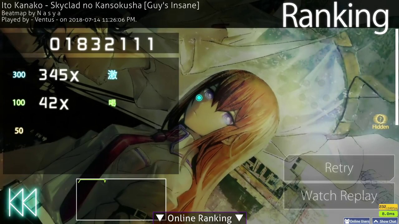 Steins;Gate - Ito Kanako - Skyclad no Knasokusha (Osu!)