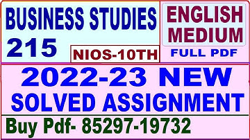 nios business studies 215 solved assignment 2022-23 | nios tma solved 2022-23 class 10 business
