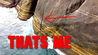 Fishing from a HUGE CLIFF catching strange fish
