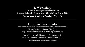 R Workshop - Session 2 of 8, Video 2 of 3 (attach, reading data files, regression)