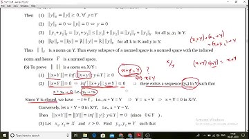 FA 17. norm in quotient normed space proof 1 and 2