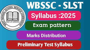 Wbssc slst syllabus 2025 | Exam Pattern