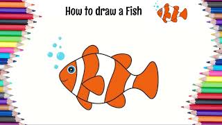 How to draw a fish, easy fish drawing, kids summer drawing classess, #art #summer #kidsart #