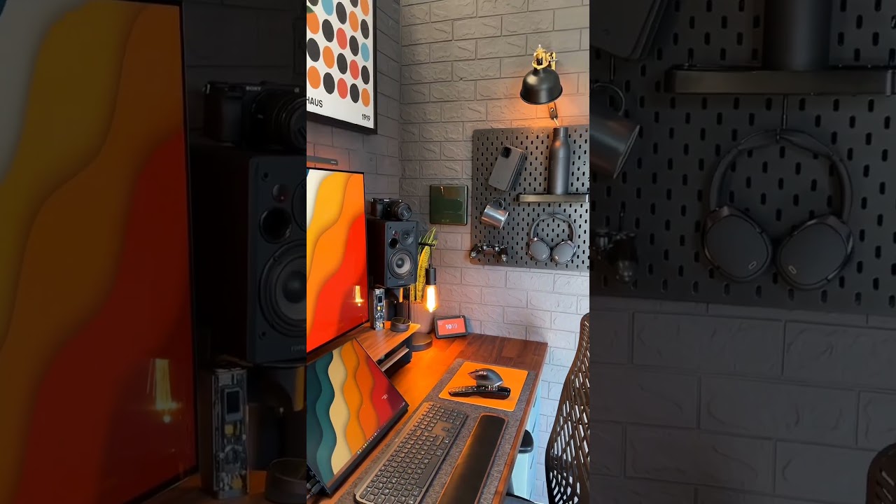 (Link in bio 🔗) Workspace Design Idea | Desk Setup Inspiration | WFH Creativity  