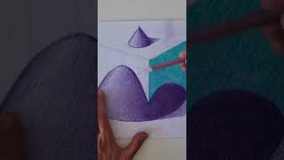 How to Draw the Intersection of a Cube and a Cone in Perspective #shorts