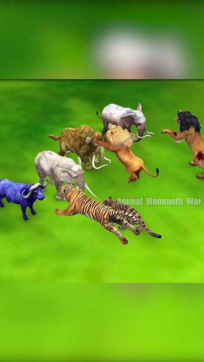 Giant Tiger vs Woolly Mammoth Elephant Attack Part-2 #shortvideo #cow #animalbattle #mammoth #viral