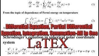 Partial Differential Equations, Integrations, and Summations in LaTEX