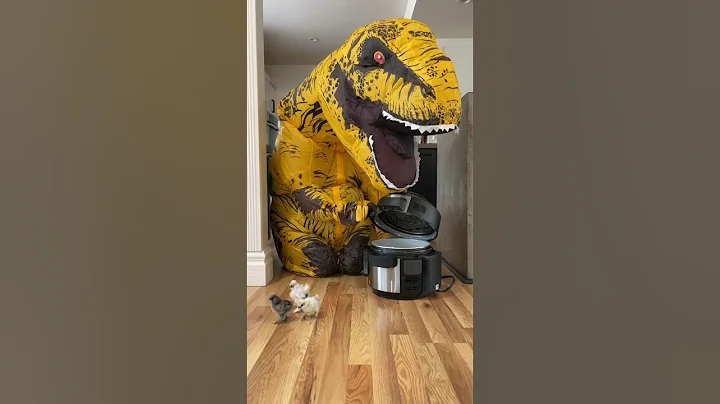 Dinosaur makes chicken nuggets for dog! #shorts