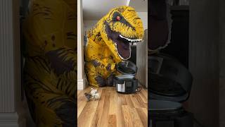 Dinosaur makes chicken nuggets for dog! #shorts