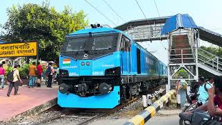 Most powerful Wag12 Leads High speed Freight Train Crossing Throughout at Railgate