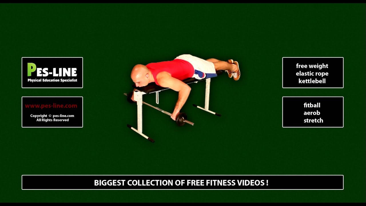 Evezés Rúddal Fekve - Lying Row with a Barbell / by pes-line / - YouTube