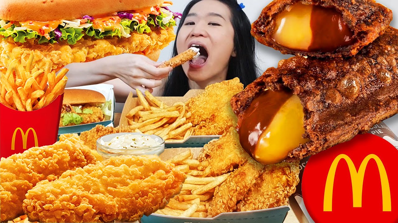 McDONALD'S FISH & CHIPS MUKBANG! Crispy Fried Fish & Fries, Chocolate Pie, Fish Sandwich - ASMR