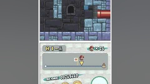 New Super Mario Bros DS world 1 cannon