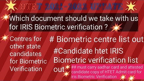 HTET-2021-22 Biometric list of candidates and centre list  & documents for biometric Verification