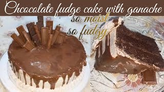 Moist Chocolate Fudge Cake With Ganache | Without Oven Chocolate Cake Recipe