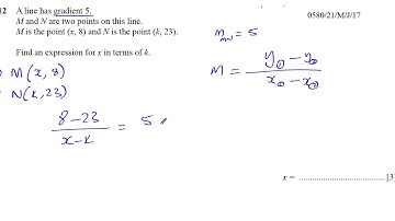 0580 21 M J 17  Q12 Straight Line Graphs