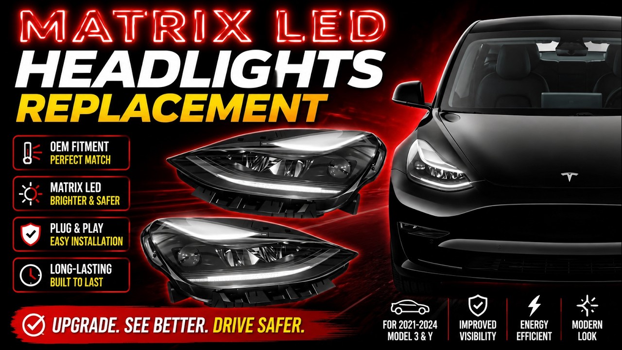Matrix LED Headlights Replacement | Model 3/Y - YouTube