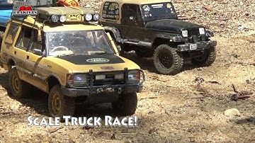Scale Truck Racing! Axial SCX10 MST crawler Land Rover Discovery Jeep Wrangler slow race!
