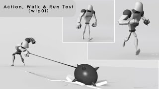 Animation Test 'Action, Walk and Run cycle'