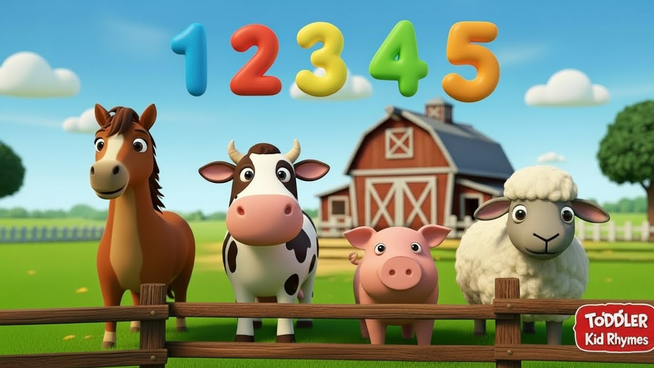 🎵 Learn to Count 1-5 with Farm Animals! | Toddler Counting Song | Nursery Rhymes for Kids