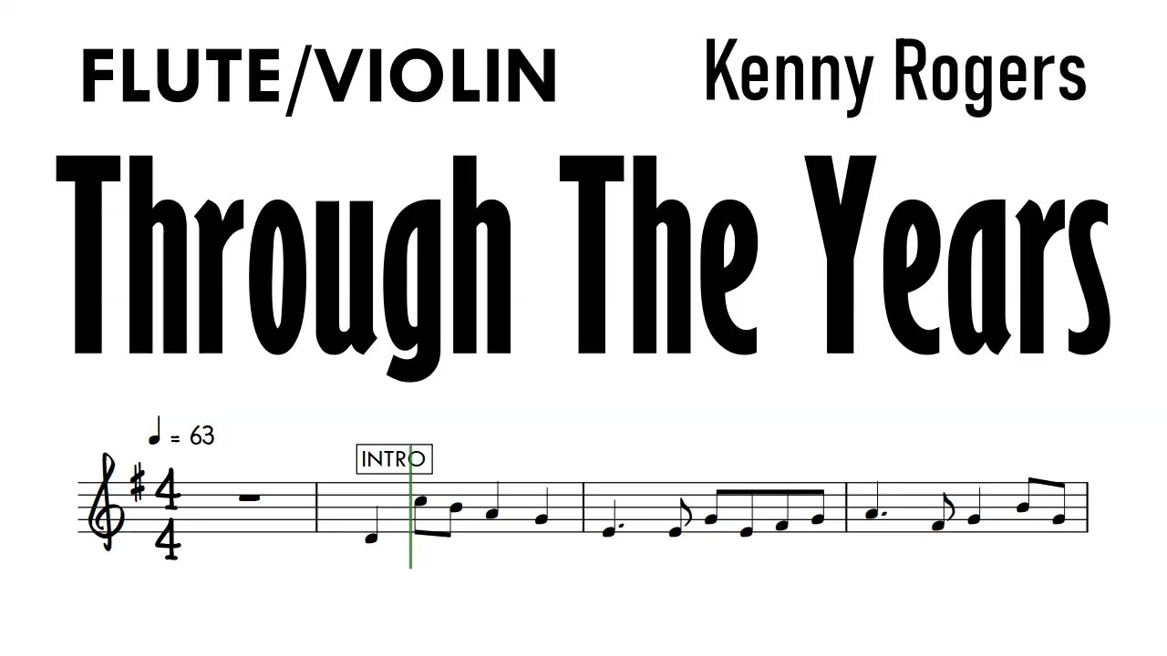 Through The Years Flute Violin Kenny Rogers Sheet Music Backing Track Partitura
