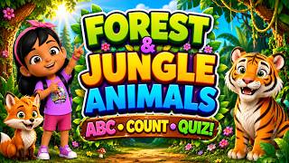 Forest & Jungle Animals Learning Compilation | ABC Phonics, Counting & Guess the Animal Quiz! screenshot 2
