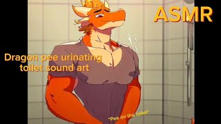 Furry Dragon pee urinating toilet art. Asmr (CENSORED) 720p HD