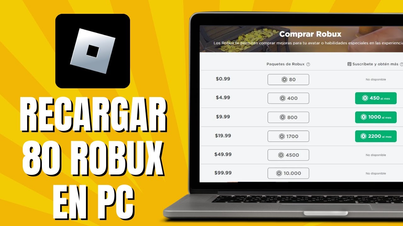 1500 Robux Pc Cómo RECARGAR 80 ROBUX En PC - YouTube