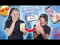 I Swapped PHONES With My GIRLFRIEND For 24 HOURS! *Bad Idea*