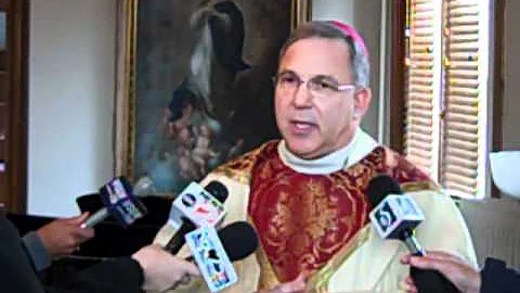 Bishop Cistone talks to local media following the Chrism Mass (Part 1)