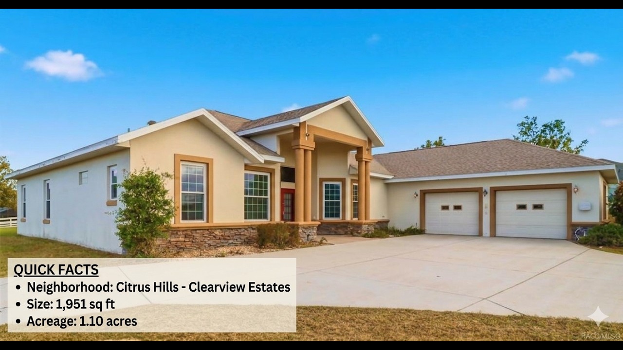 Cinematic tour: Workshop Lover’s Dream in Citrus Hills! Inverness Florida 1+ Acre Home Tour MLS#849421