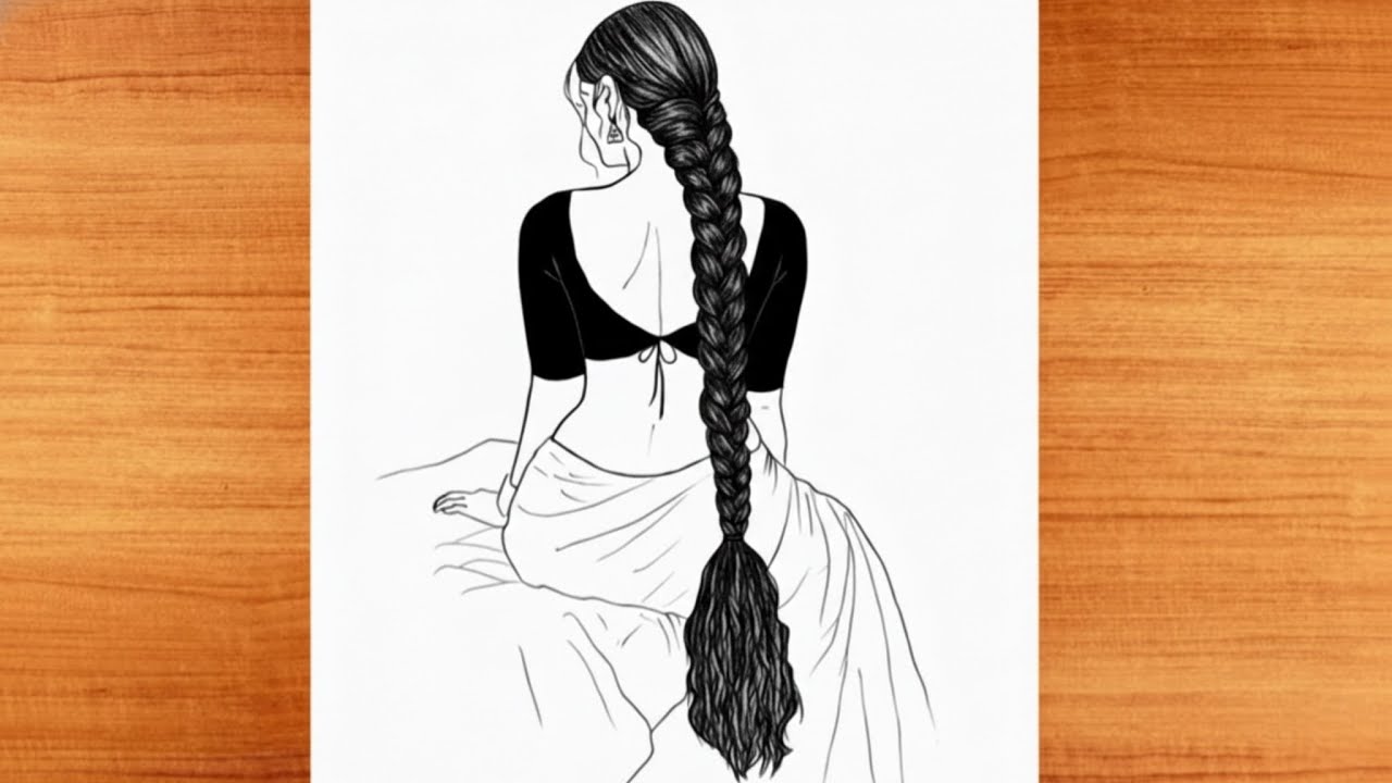 How to draw a Girl in Indian Saree -Drawing easy || Pencil sketch for beginners || Girl drawing